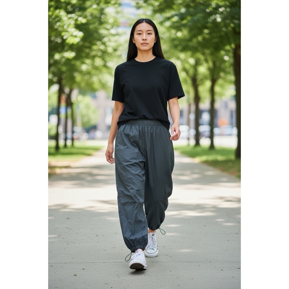 Athleta Black Nylon Parachute Cargo Jogger‎ Pants Women's Small Petite